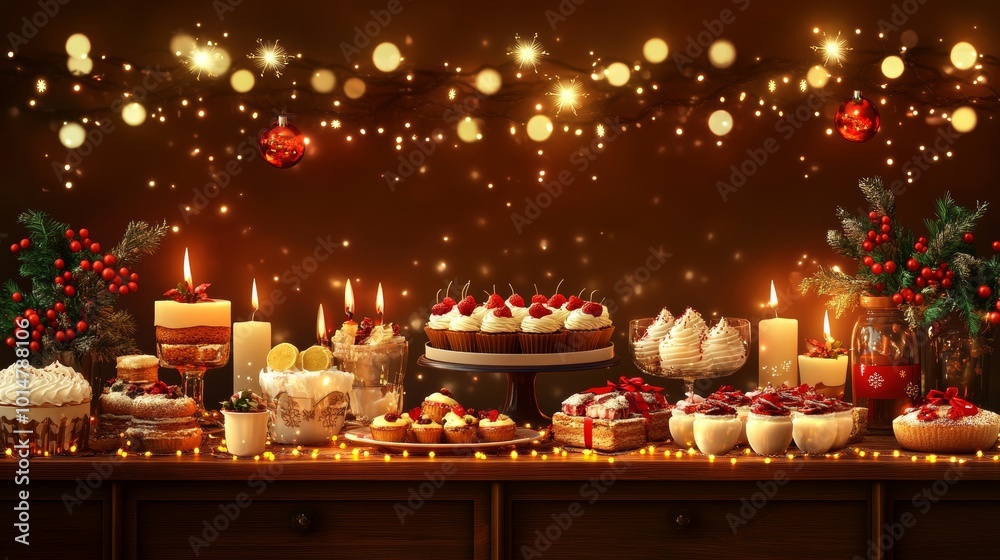 Festive Christmas Party Table Setting with Treats