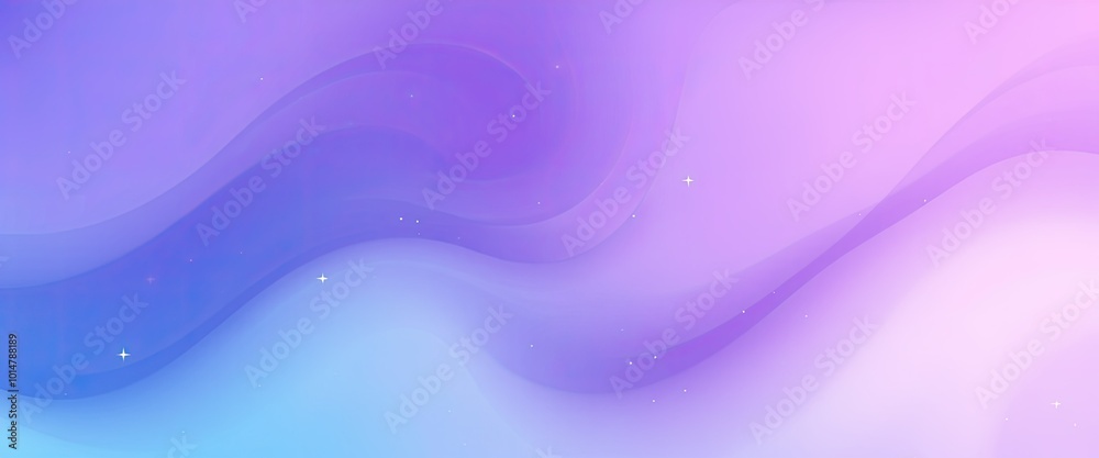 Naklejka premium Abstract Purple and Blue Gradient with Wavy Lines and White Sparkles