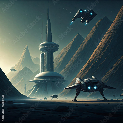 Futuristic Space Colony on a Distant Planet