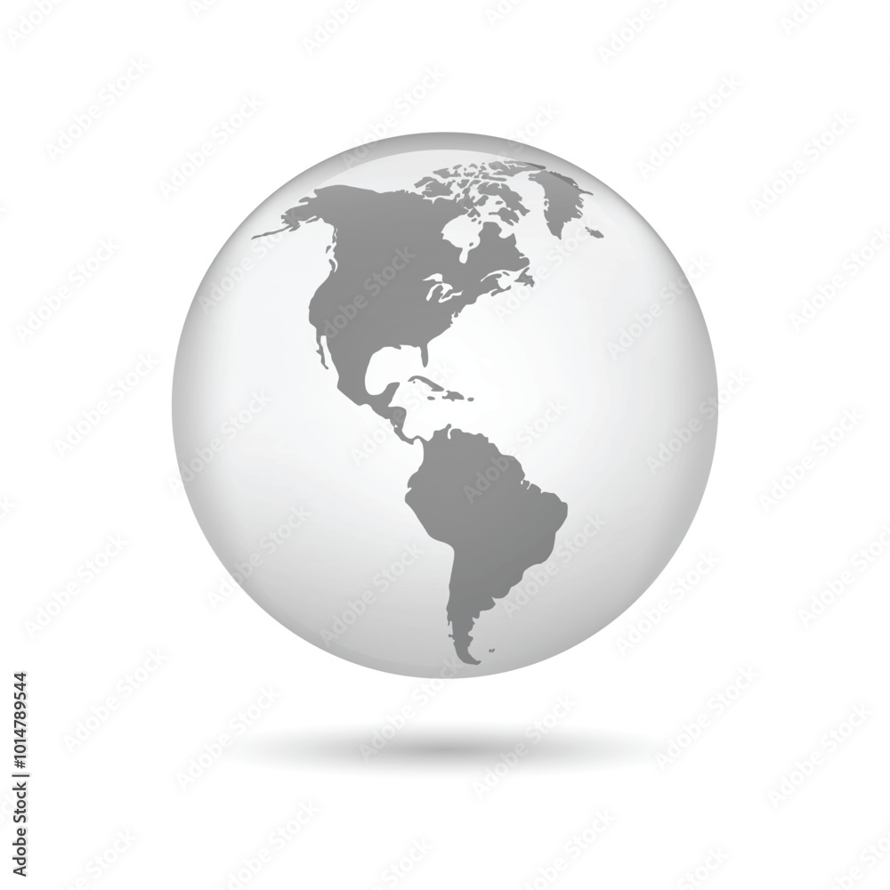 Transparent America globe. America 3d globe map. Earth globe icon. Vector illustration. Transparent America globe. America 3d globe map. Earth globe icon. Vector illustration.