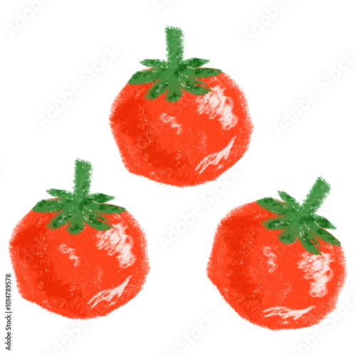 Handrawn pencil brush tomato illustration