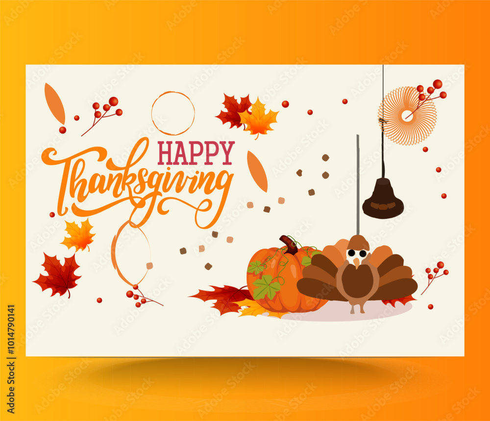 Naklejka premium thanksgiving card background design template, vector, November,