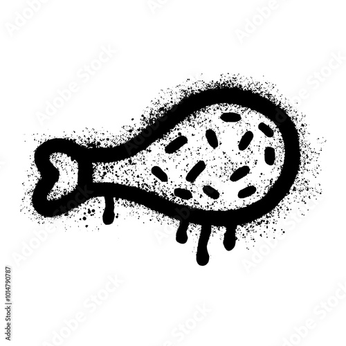 Vector illustration of a chicken leg, hand-drawn in graffiti style