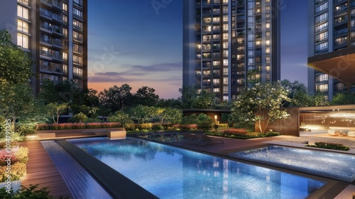 Luxury Apartment Complex with Swimming Pool