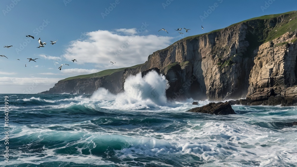 Fototapeta premium sea coastline with mountain edge ,sea