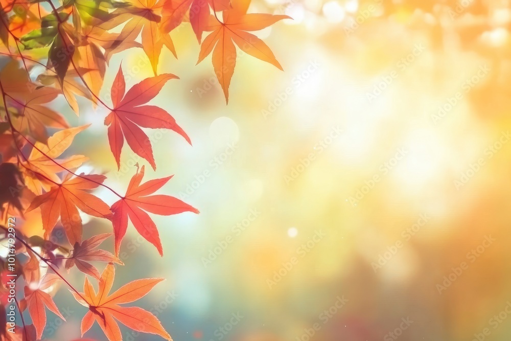 autumn natural bokeh background with maple trees in park with copyspace - generative ai autumn natural bokeh background with maple trees in park with copyspace - generative ai