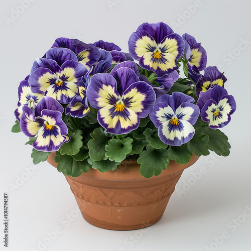 Wallpaper Mural Pansy 'Blueberry Fairy' is an eye catching flower with yellow and purple petals, white edges on the edge of each petal,  Torontodigital.ca