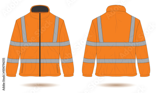 Hi vis zipper jacket mockup front and back view