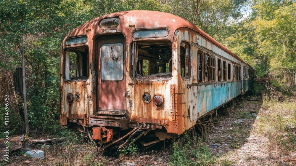 Abandoned Rusty Train Car in the Woods Abandoned Rusty Train Car in the Woods