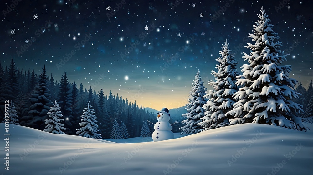 Fototapeta premium Background snowman for christmas blue and white