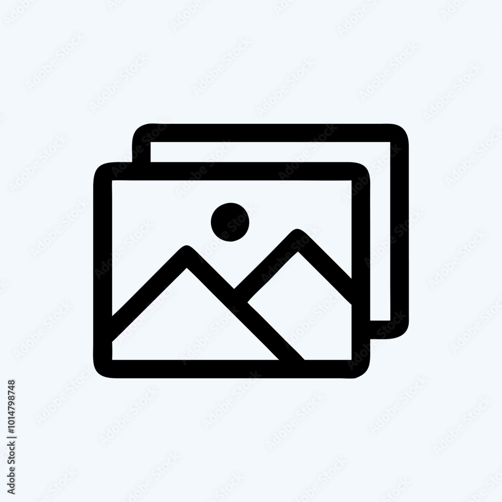 Gallery/Photos icon in black colour on white background. Gallery/Photos icon in black colour on white background.