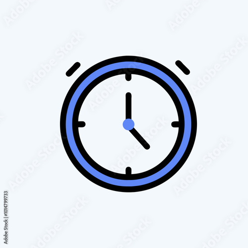 Minimalist Blue Clock Icon on Light Background.