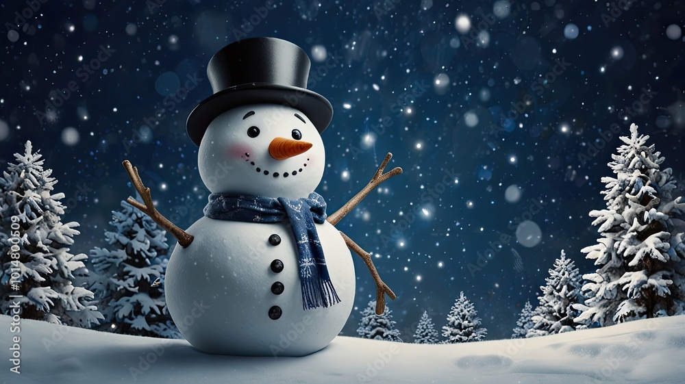 Fototapeta premium Background snowman for christmas blue and white