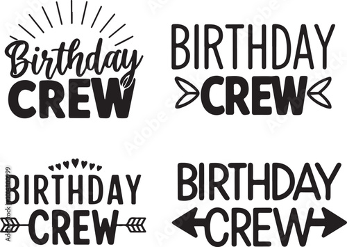 Birthday Crew Silhouette Vector Set