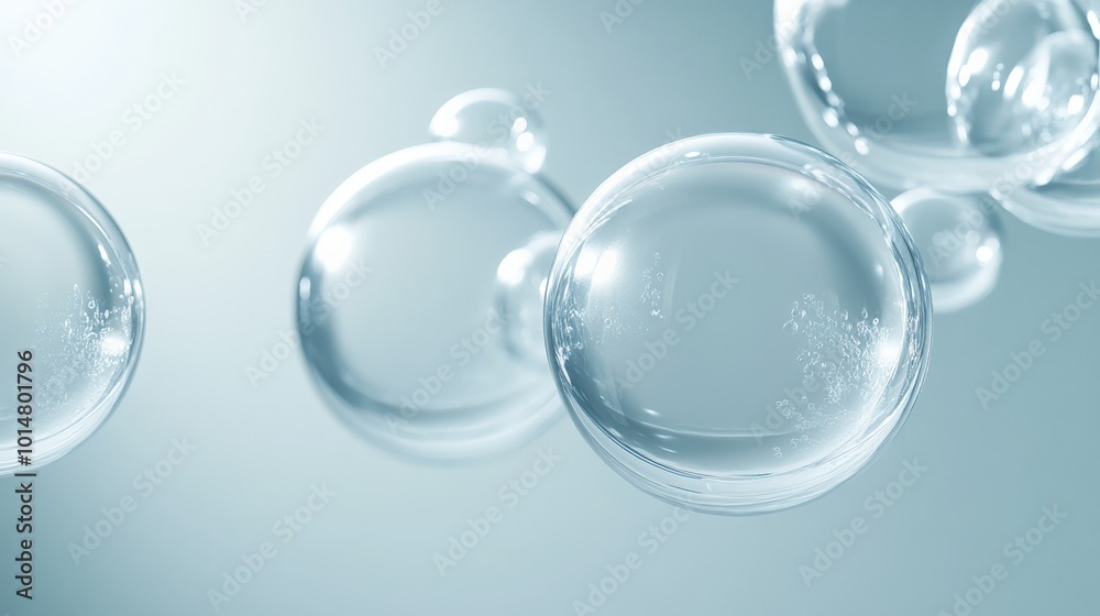 Ethereal Glass Bubbles Floating in Serene Light Ethereal Glass Bubbles Floating in Serene Light