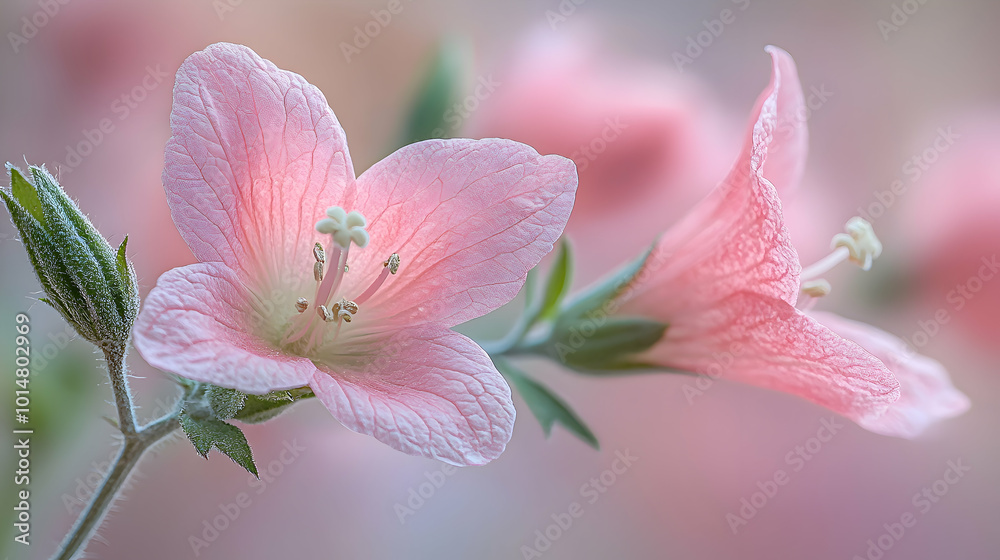 Obraz premium A close-up of a pink balloon flower bloom a soft, blurred background