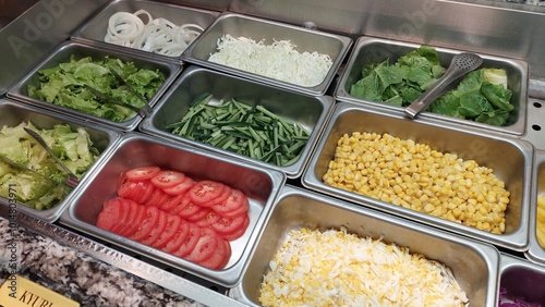 Mixed vegetables set for shabu shabu or sukiyaki on stainlees box photo