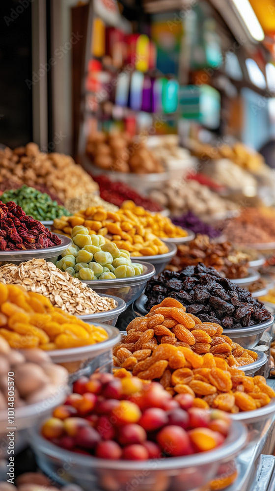 Lively Market Scene Showcasing an Abundance of Dried Fruits with Vibrant Colors and Textures, Ideal for Healthy Eating and Culinary Inspiration Lively Market Scene Showcasing an Abundance of Dried Fruits with Vibrant Colors and Textures, Ideal for Healthy Eating and Culinary Inspiration