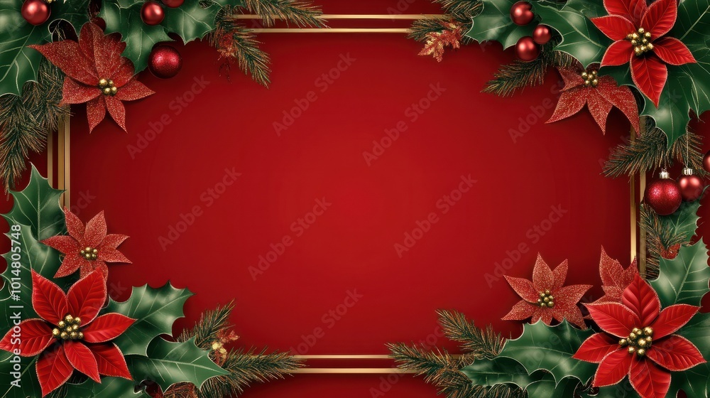 Christmas frame on red background Christmas frame on red background
