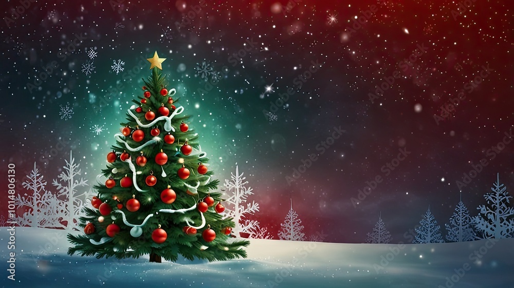 Background snowman for christmas red and green 