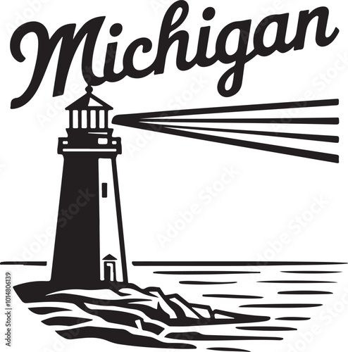 Michigan Lighthouse Stylized Vector