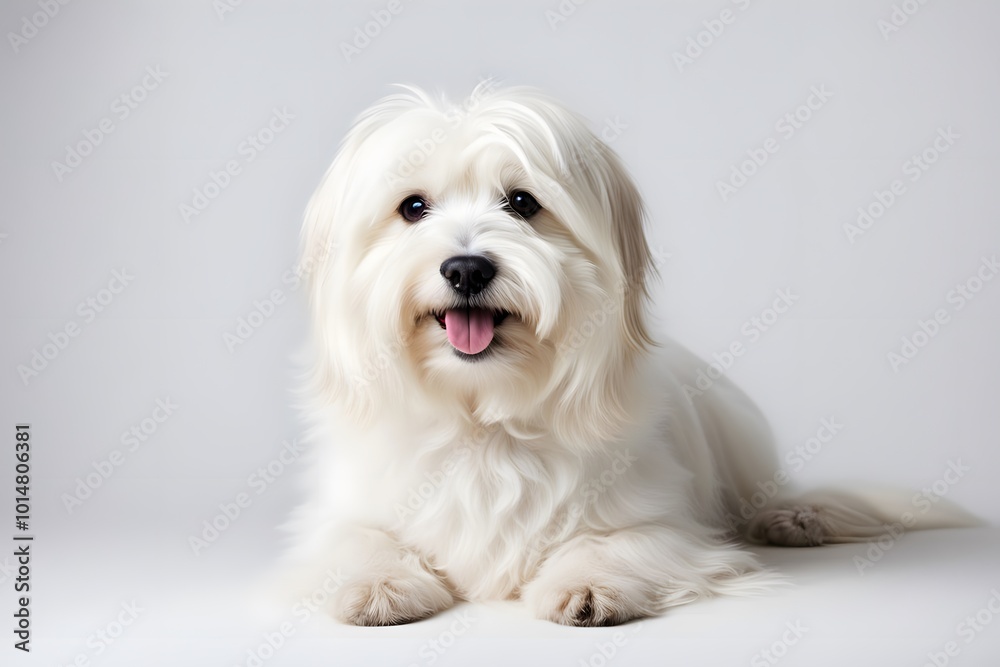 Coton de tulear dog on white background, AI Generated Coton de tulear dog on white background, AI Generated
