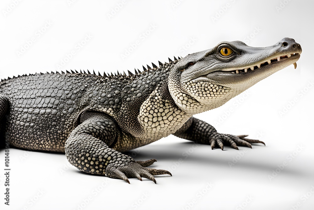 Naklejka premium Crocodile monitor on white background, AI Generated