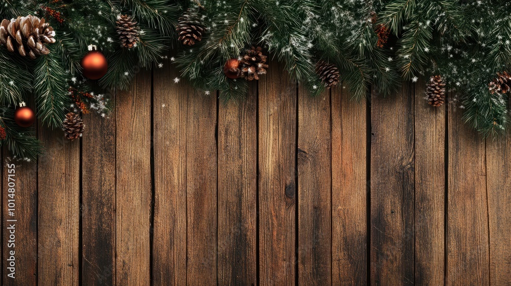 Christmas rustic background with wooden planks Christmas rustic background with wooden planks