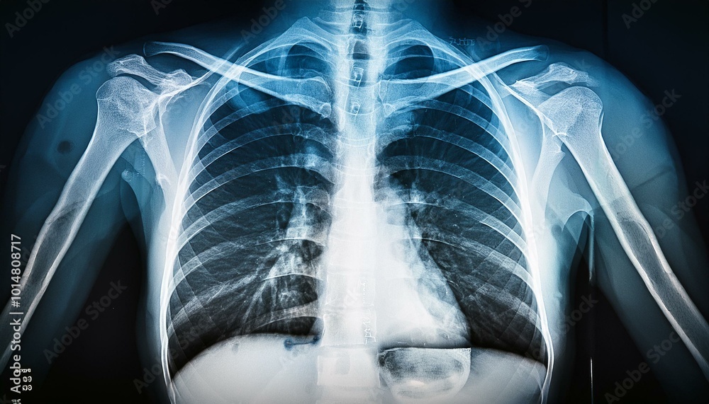 X-ray scan of the chest, printed on film. X-ray scan of the chest, printed on film.