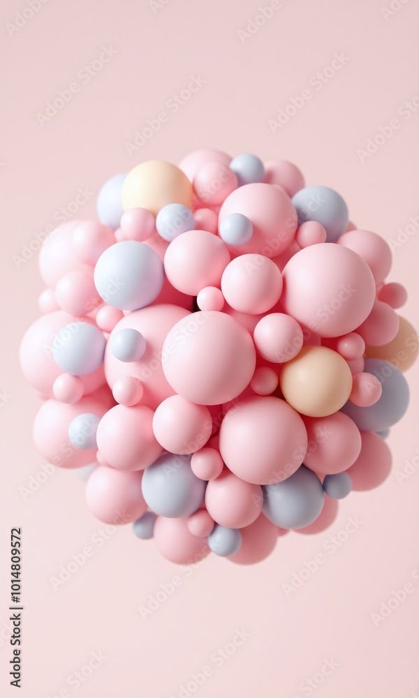Sphere cluster, soft pastel colors, 3D abstract, smooth texture Sphere cluster, soft pastel colors, 3D abstract, smooth texture