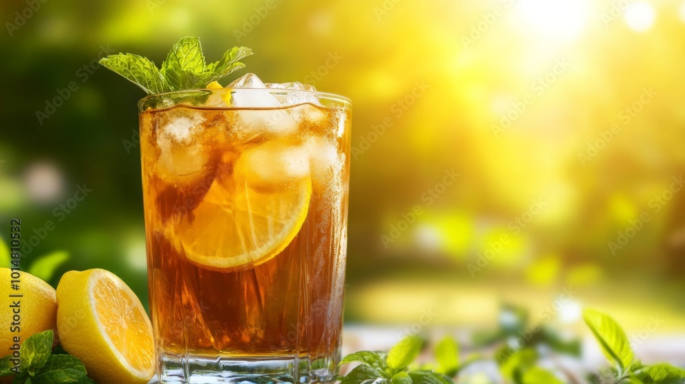 Refreshing Lemon Iced Tea in a Sunny Garden Refreshing Lemon Iced Tea in a Sunny Garden
