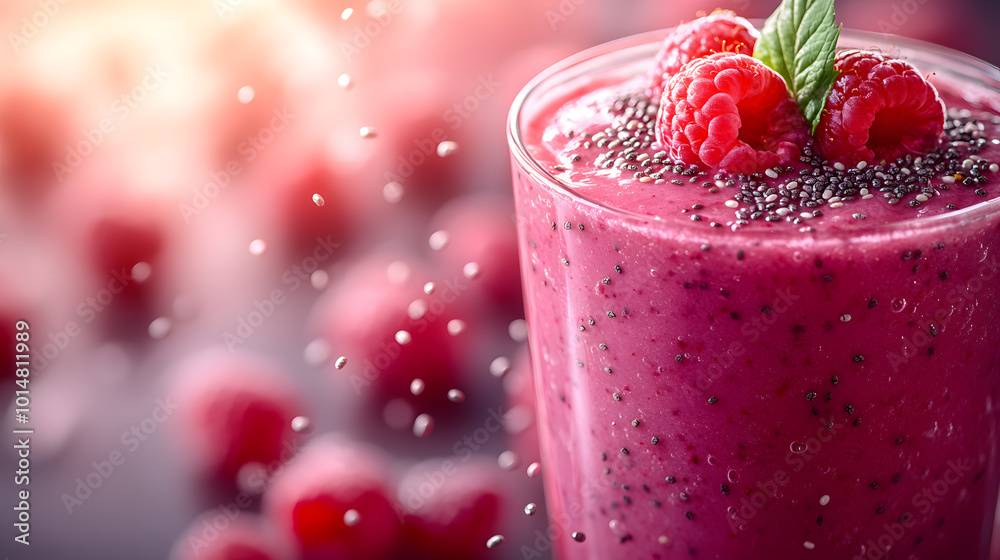 Raspberry and Chia Seed Explosion with Smoothie Raspberry and Chia Seed Explosion with Smoothie