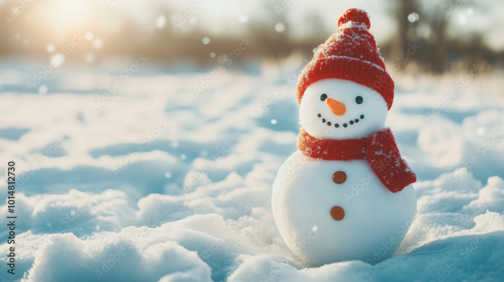 Charming snowman adorned with a stylish hat and red scarf, set against a snowy landscape, celebrating Christmas and New Year joyfully. Charming snowman adorned with a stylish hat and red scarf, set against a snowy landscape, celebrating Christmas and New Year joyfully.