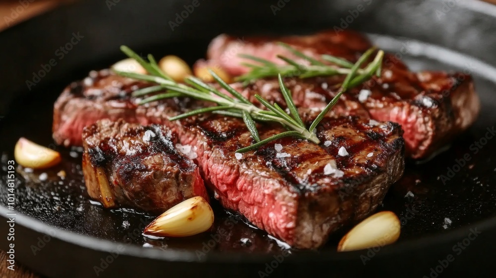 Juicy Steak with Garlic and Rosemary Garnish Juicy Steak with Garlic and Rosemary Garnish