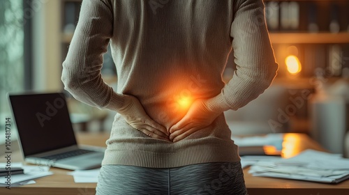 Person at Desk Experiencing Back Discomfort