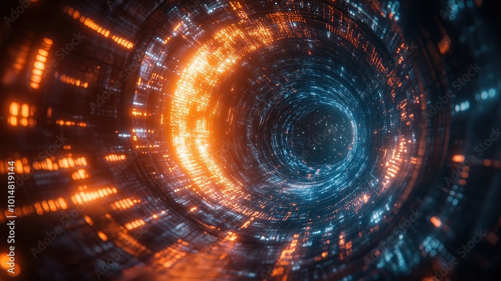 Digital Gateway Illustration | Futuristic Technology Tunnel