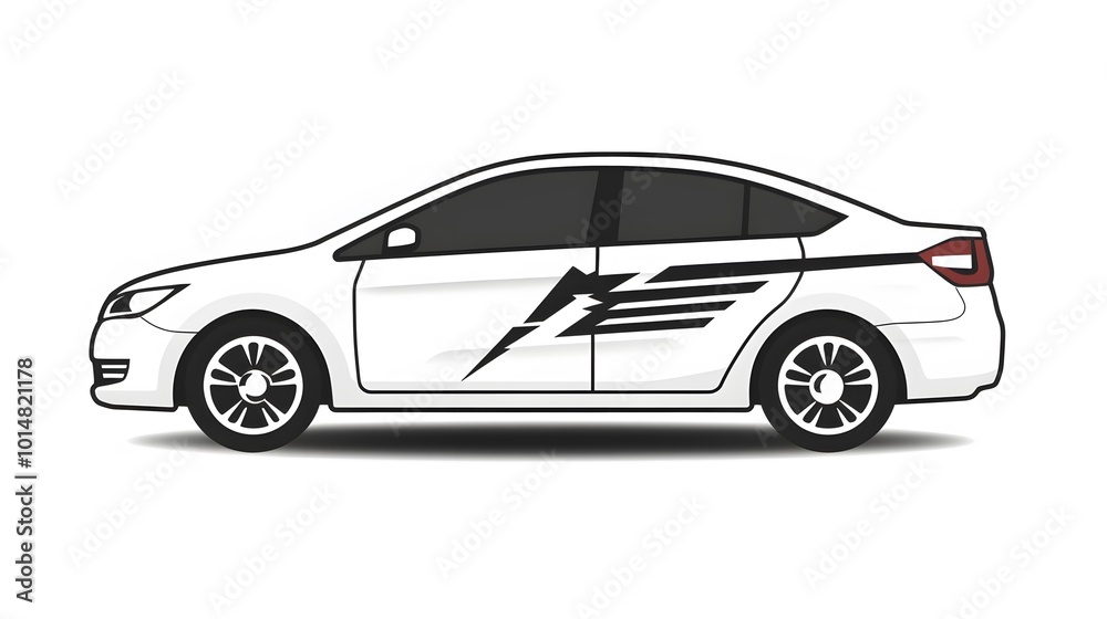 Electric car icon with a lightning bolt symbol integrated into the car design Electric car icon with a lightning bolt symbol integrated into the car design