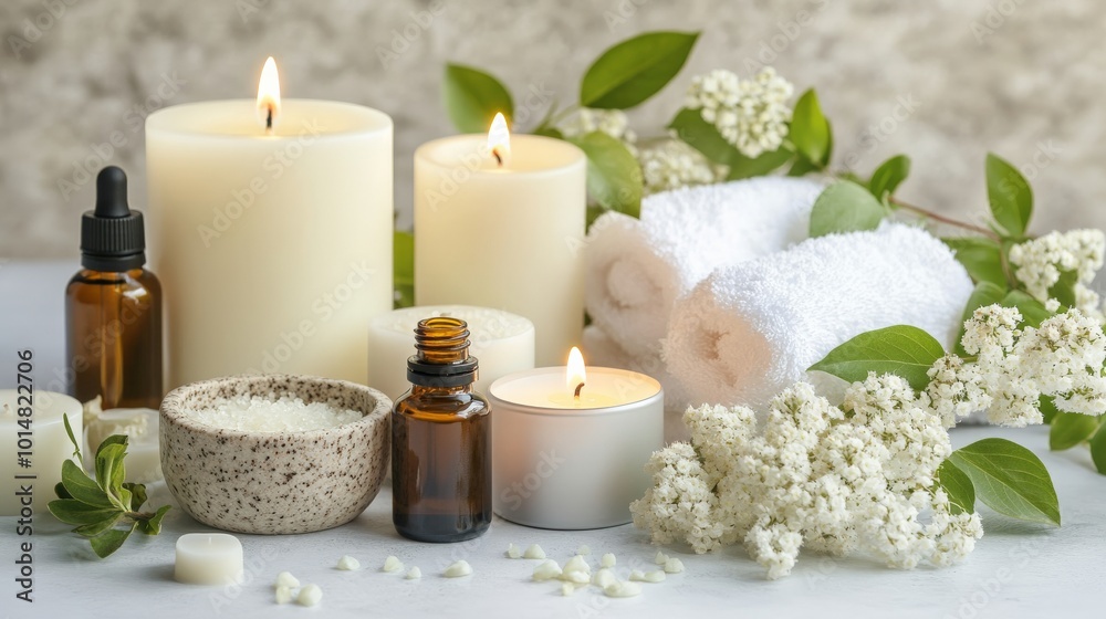 Serene Spa Sanctuary: Candles, Oils, and Nature's Embrace