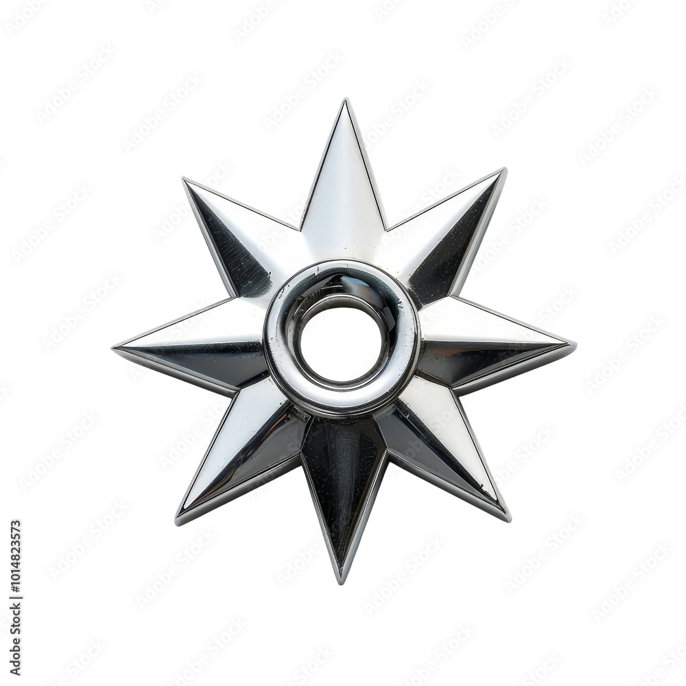 Metallic Star-Shaped Decorative Element with Sharp Points and Central Hole Metallic Star-Shaped Decorative Element with Sharp Points and Central Hole