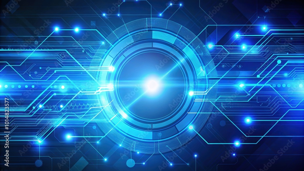 Blue abstract tech background with interconnected arrows, lines, and circles, technology, digital, abstract Blue abstract tech background with interconnected arrows, lines, and circles, technology, digital, abstract