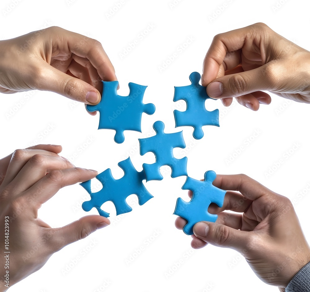 Blue Puzzle Pieces Collaboration and Teamwork Success