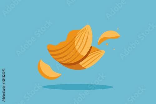 Falling crispy ripple potato chips vector design stock vector illustration