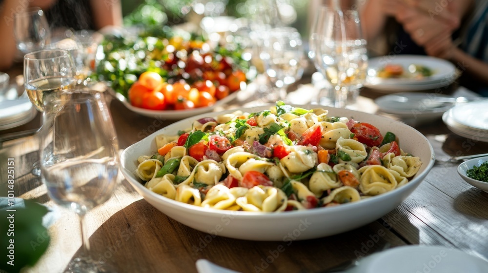 Fresh Pasta Dish Served at a Vibrant Gathering