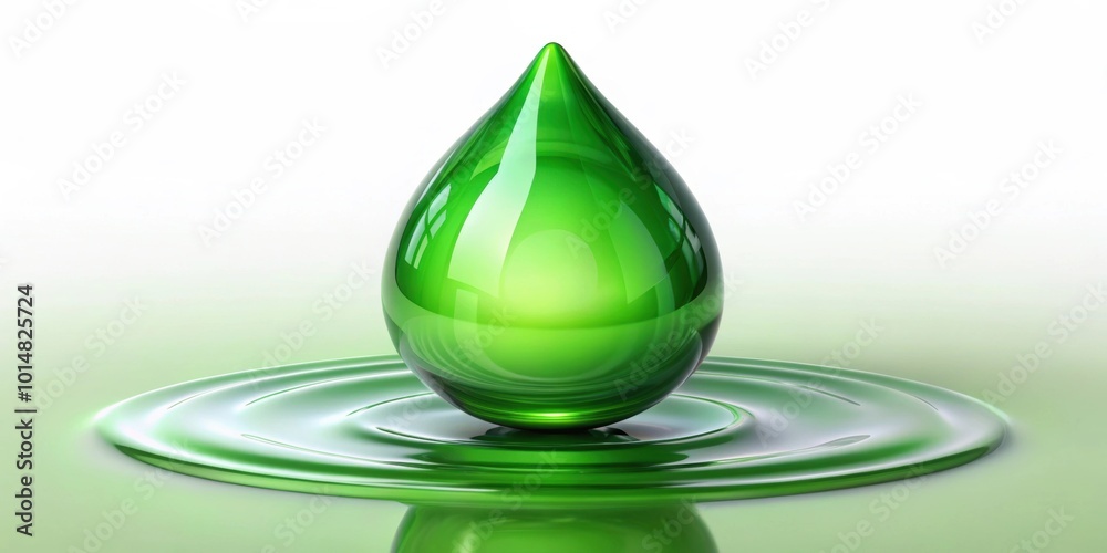 green liquid water drop on white background, rendering, water drop,green, liquid, clear, purity, freshness green liquid water drop on white background, rendering, water drop,green, liquid, clear, purity, freshness