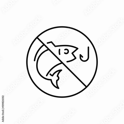 prohibited fishing icon sign vector