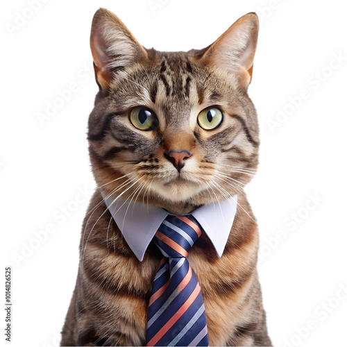 Cat boss in a suit with a tie isolated on transparent background