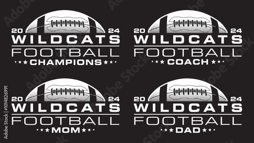 Football Champions 2024 - Wildcats Designs is a sports design template that includes a graphic basketball and a space for your own teams name. This design is great for advertising and promotions.