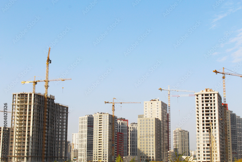 construction site with crane and building construction site with crane and building