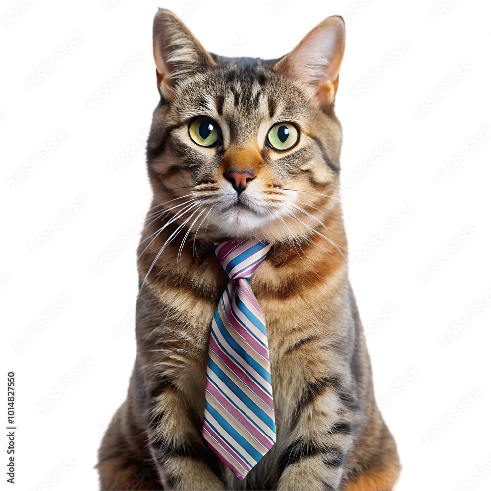 Cat boss in a suit with a tie isolated on transparent background Cat boss in a suit with a tie isolated on transparent background