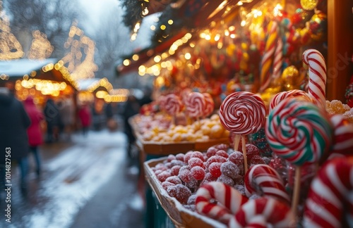 Wallpaper Mural Colorful Christmas Candy Stand with Lollipops, Candies, and Sweets Torontodigital.ca